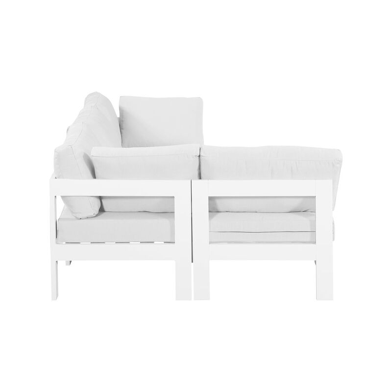 Meridian Furniture Nizuc White Water Resistant Fabric Outdoor Patio Modular Sectional