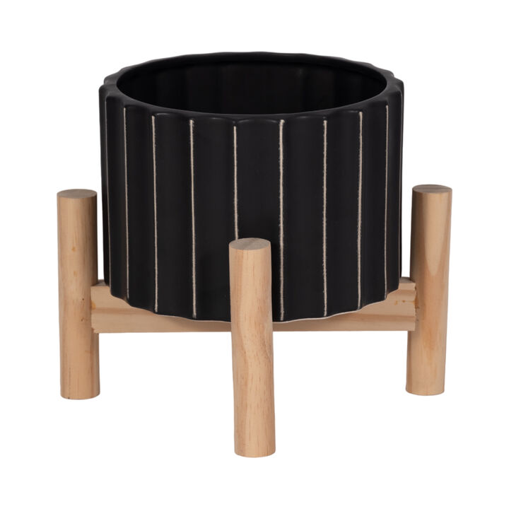 6" Ceramic Fluted Planter W/