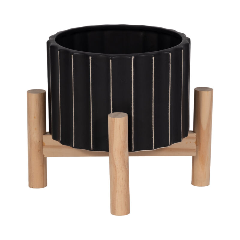 6" Ceramic Fluted Planter W/ image number 0