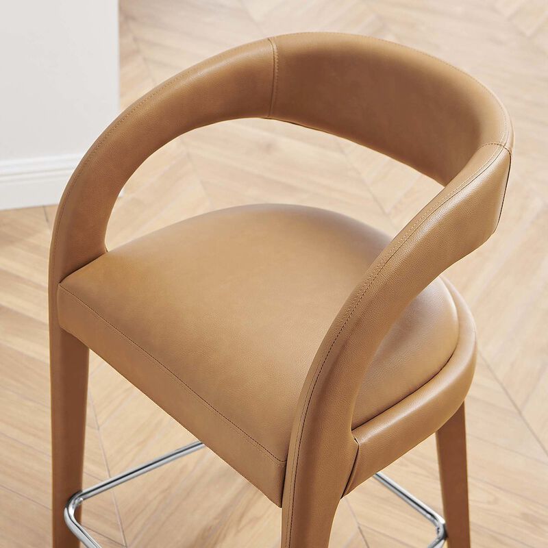Modway EEI-6564-TAN-SLV Pinnacle Vegan Leather Counter Stool Set of Two, Tan Silver image number 9