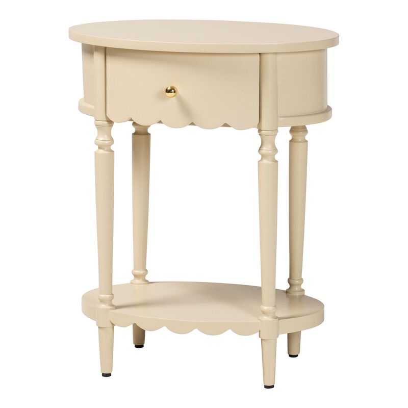bali & pari Liba End Table - 1-Drawer Accent Table with Scalloped Detailing and Open Shelf Storage for Hallway, Entryway, and Living Room image number 0