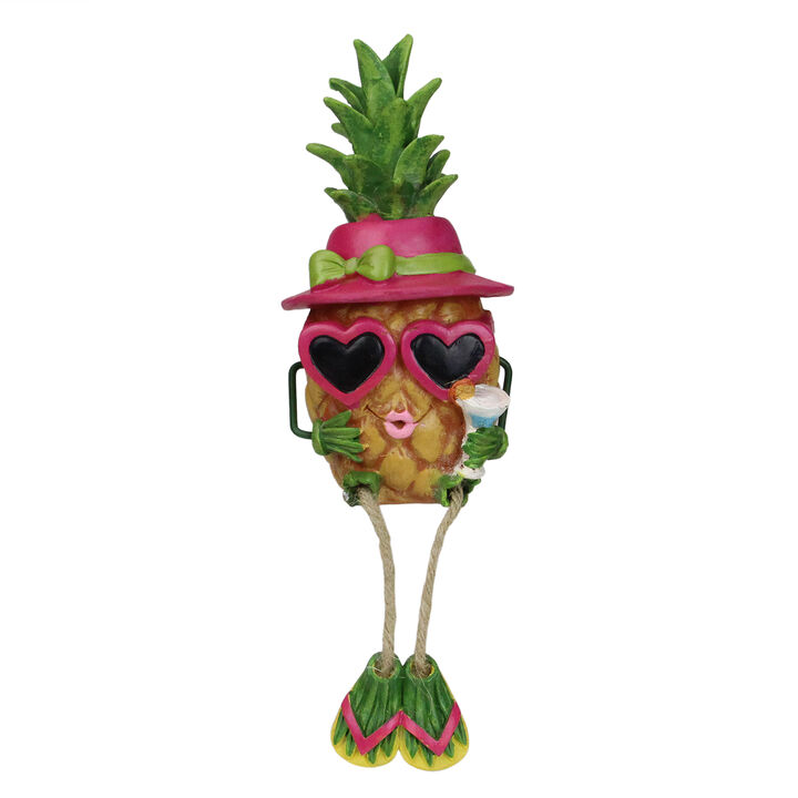 6.25" Tropical Girl Pineapple with Cocktail Outdoor Garden Statue