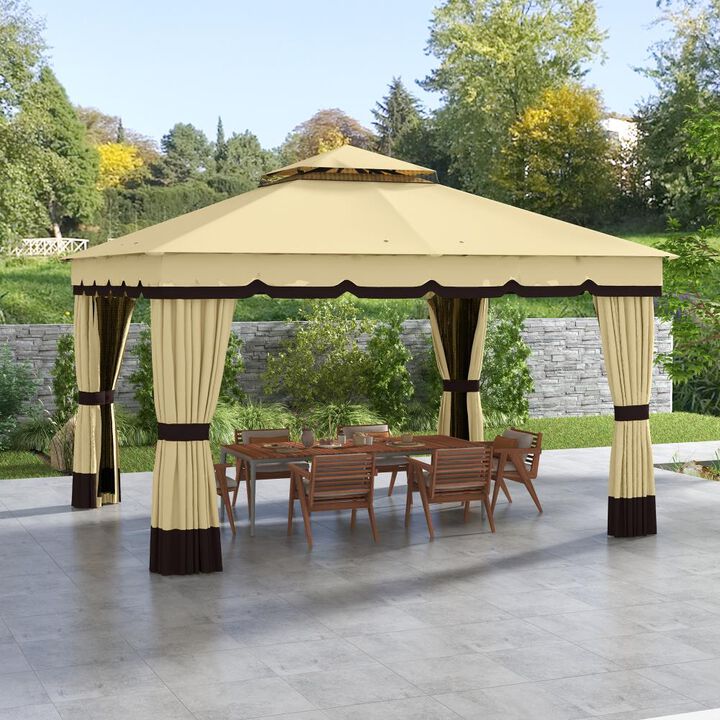 Hivvago 10x12 Patio Gazebo with Netting and Privacy Curtains