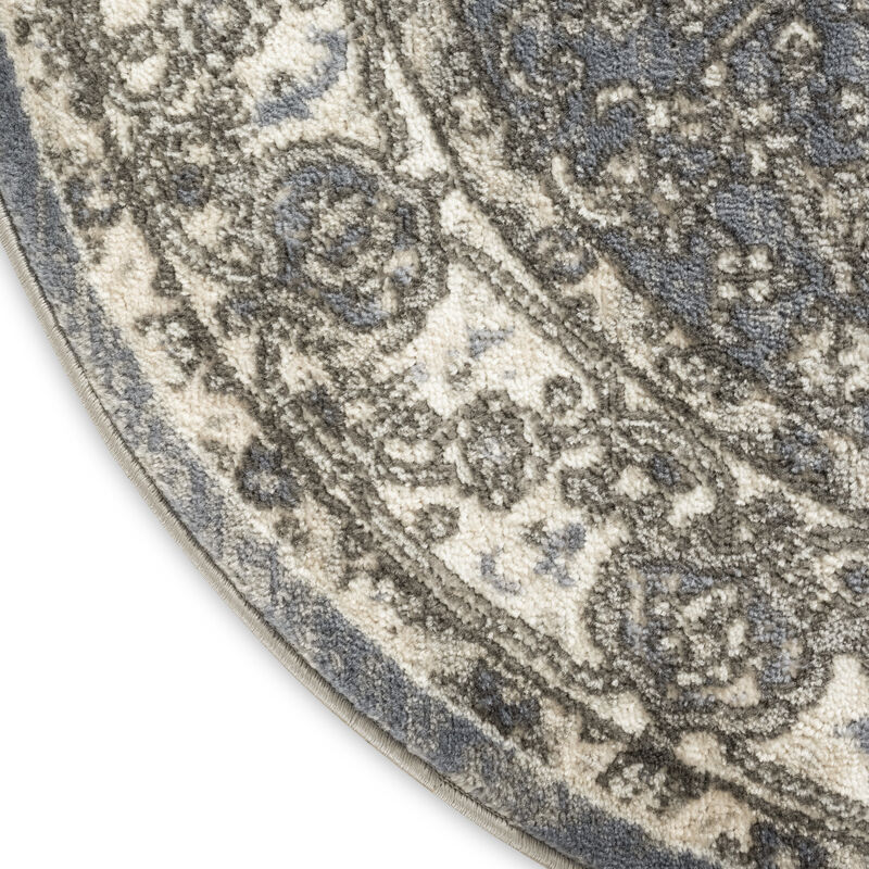 Quarry QUA05 Blue 4' x Round Rug image number 3