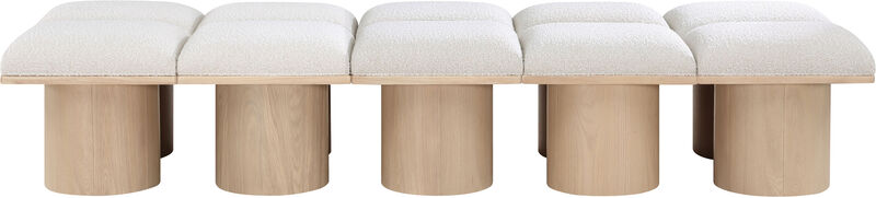Meridian Furniture Pavilion Cream Boucle Fabric Bench