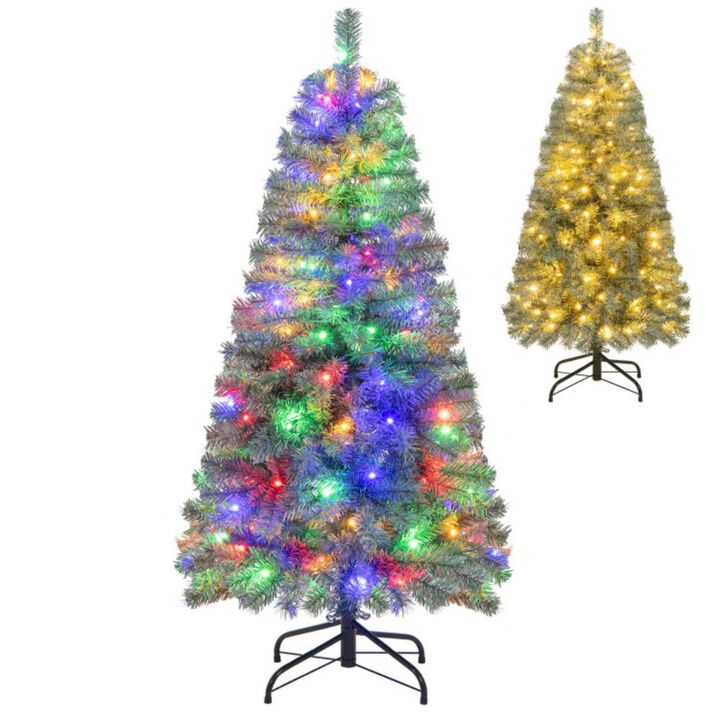 Hivvago Pre-Lit Blue Artificial Christmas Tree Slim with 9 Lighting Modes