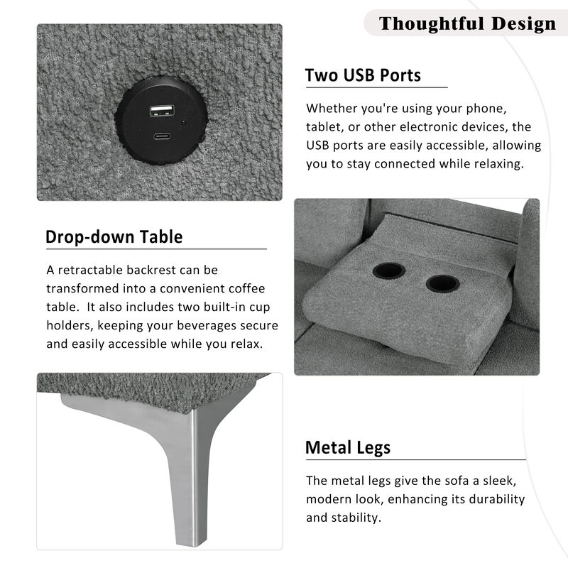 Merax Merax L-shaped Sofa with 2 Cup Holders and 2 USB Ports image number 4