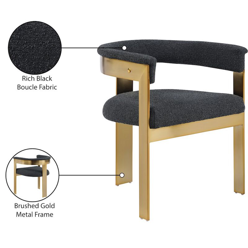 Meridian Furniture Romeo Black Boucle Fabric Dining Chair, Set of 2