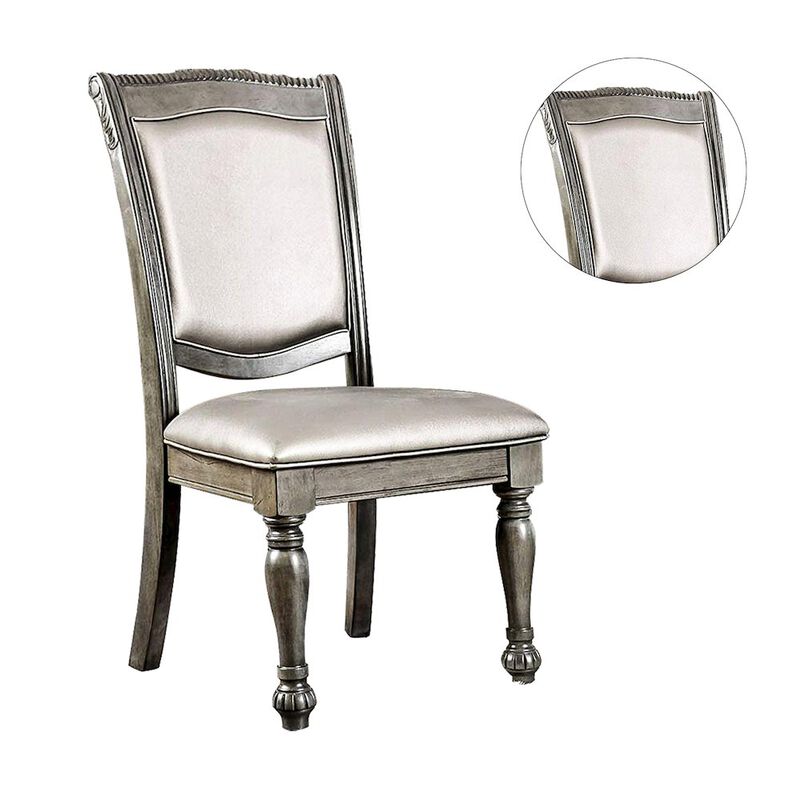 Simple Relax Set of 2 Leatherette Side Chairs in Gray and Silver image number 2