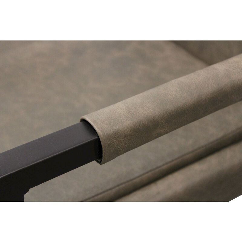 Wendy Arm Chair in Gray Leather 2-Piece Set