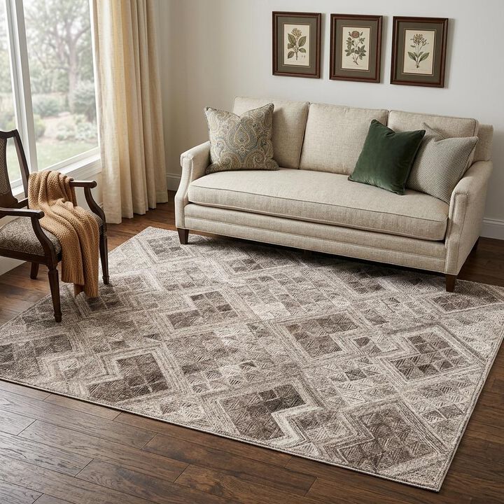 HomeRoots Abstract Geometric Hand Tufted Non Skid Area Rug
