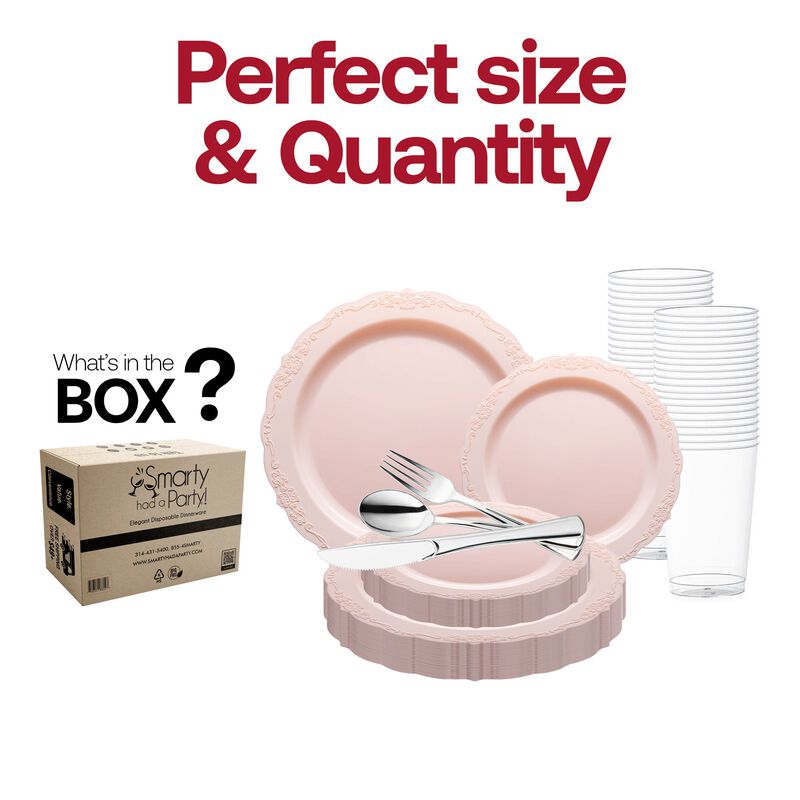 Pink Vintage Round Plastic Wedding Value Set (30 Sets) image number 3