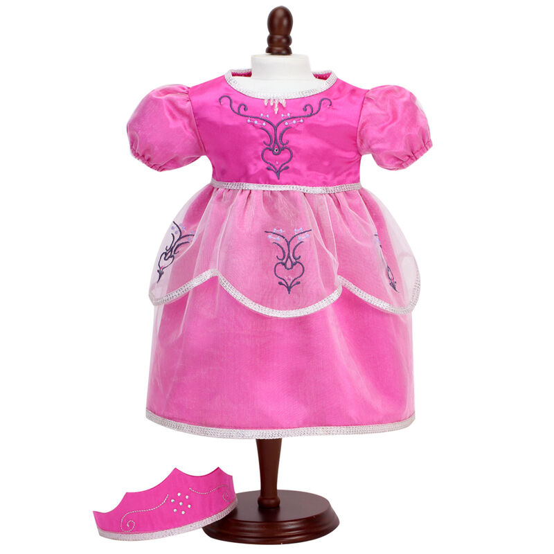 Embroidered Princess Dress & Crown for 15&rdquo; Baby Dolls, Hot Pink image number 1