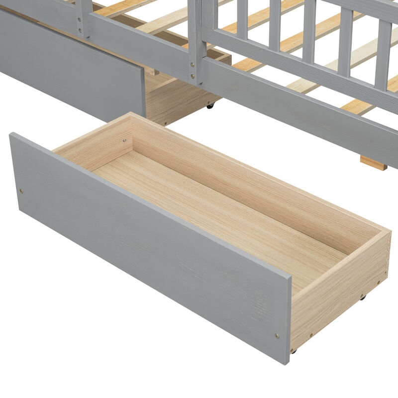 Merax Platform Bed with LED Light and 2 Drawers