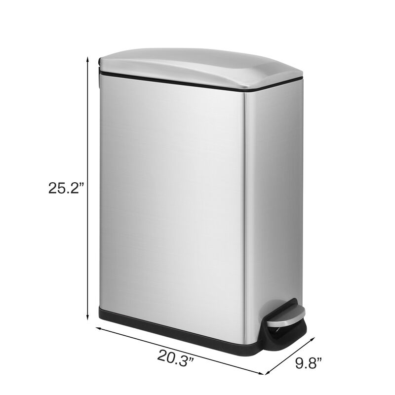 11.9 Gal./ 45 Liter  Slim Stainless Steel Step-on kitchen Trash Can image number 2