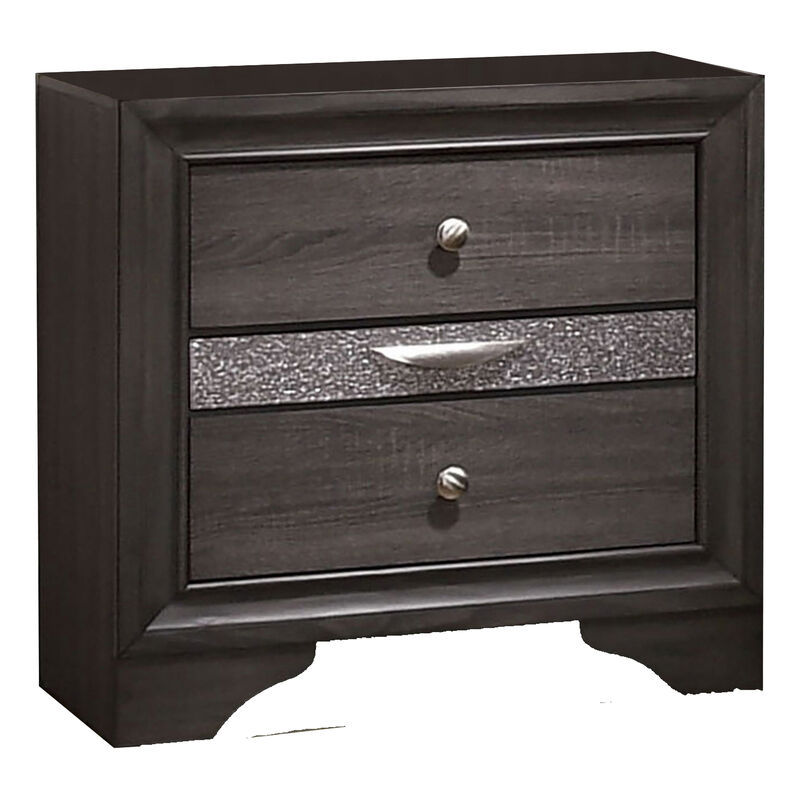 Isy Four Piece King Size Bedroom Set, Silver Accent Knobs, Contemporary Gray - Benzara