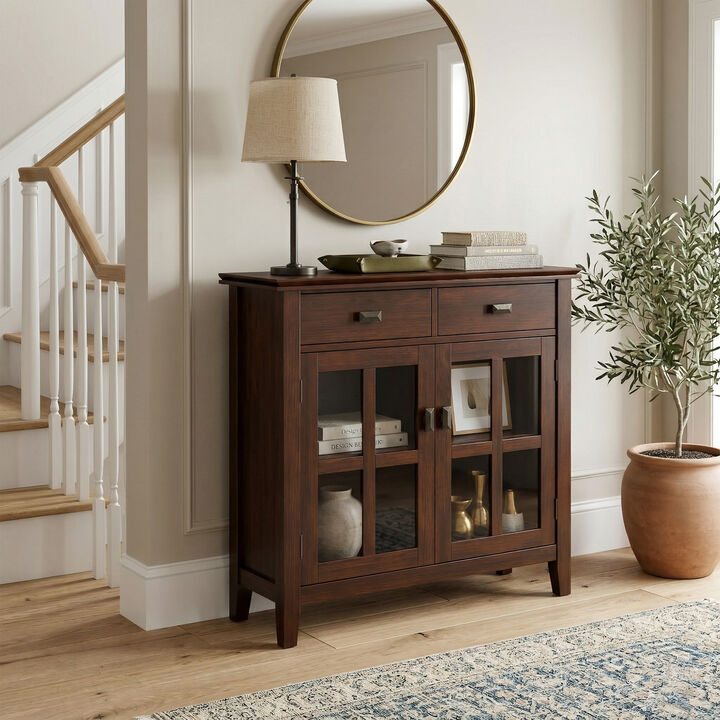 Artisan SOLID WOOD 36 inch Wide Contemporary Entryway Storage Cabinet in Russet Brown
