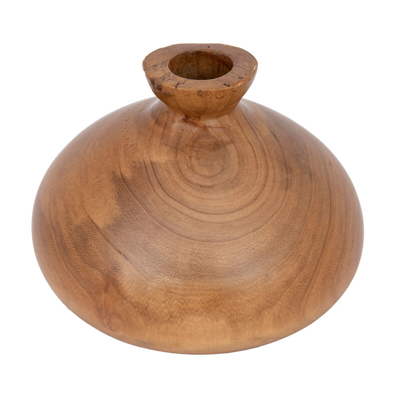 Decorative Paulownia Wood Vase, Walnut Finish image number 0