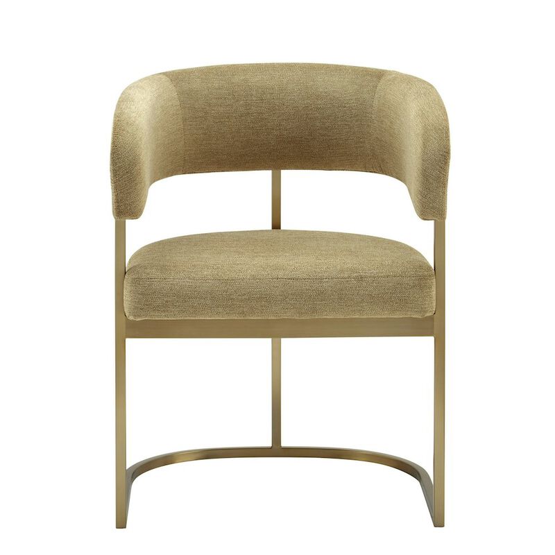 Modrest Sebastian - Modern Brown Fabric + Antique Brass Dining Chair