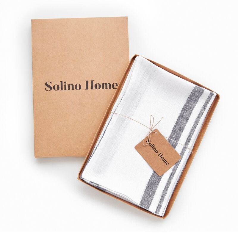 Linen Dinner Napkins - French Stripe