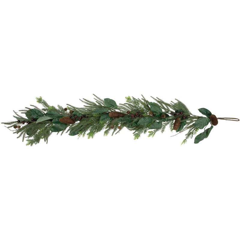 6' Mixed Foliage with Pine Cones and Berries Christmas Garland  Unlit image number 1