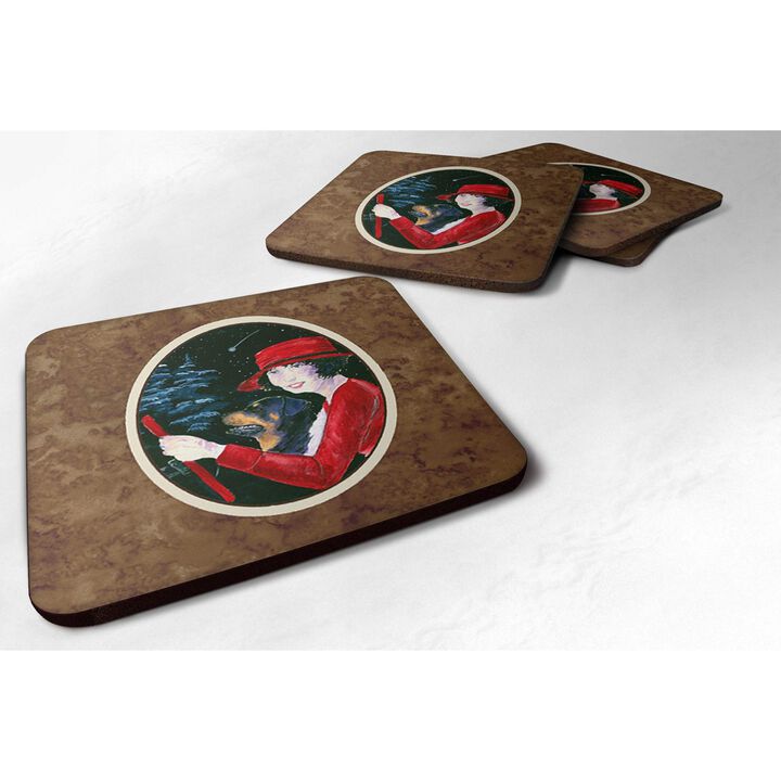 Caroline's Treasures SS8551FC Lady Driving with Her Rottweiler Foam Coasters (Set of 4), 3.5 H x 3.5 W, Multicolor