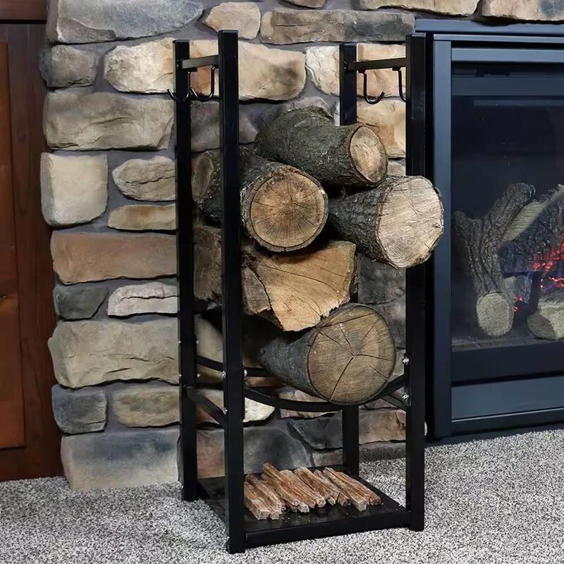 Hivvago Black Indoor/Outdoor 32-inch Firewood Log Rack
