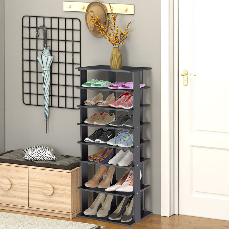7-Tier Dual Shoe Rack Free Standing Shelves Storage Shelves Concise