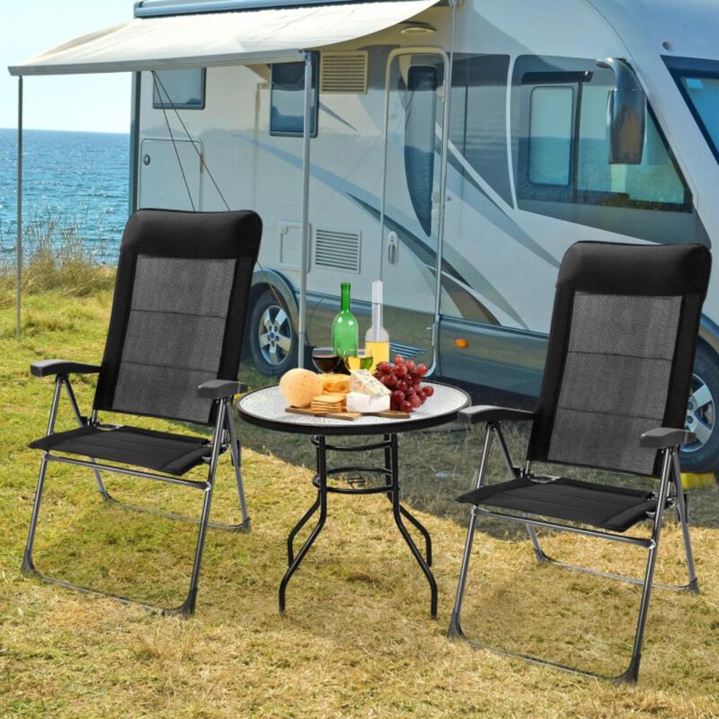 Hivvago 2 Pcs Portable Patio Folding Dining Chairs with Headrest Adjust for Camping
