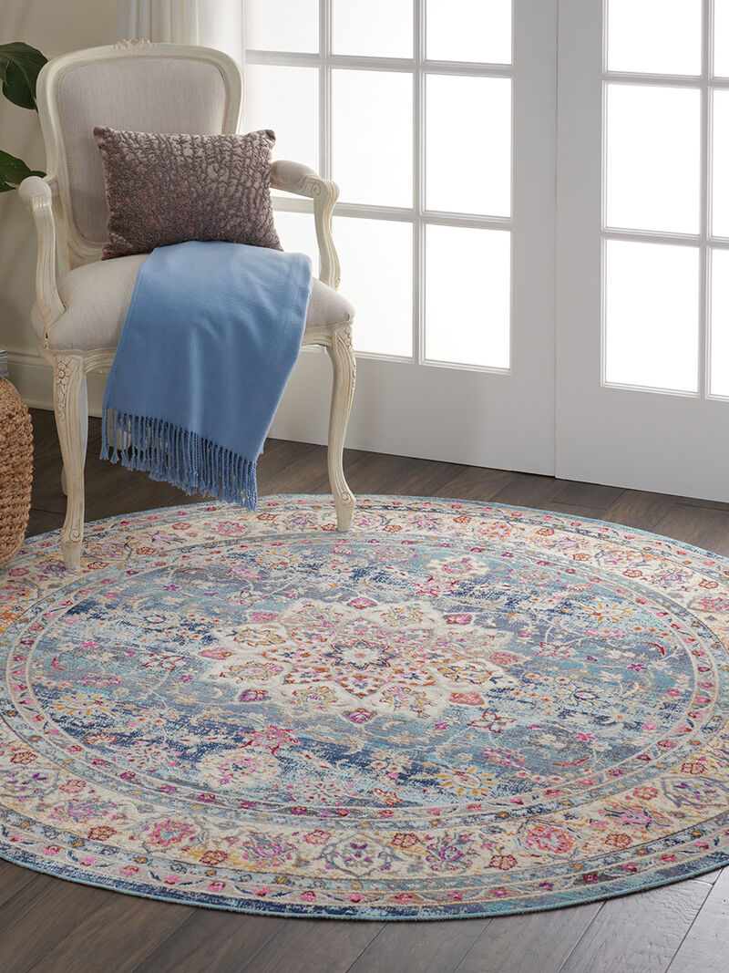 Vintage Kashan VKA01 Blue 6' x Round Rug