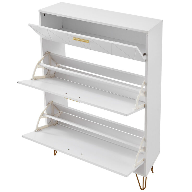 Shoe Cabinet with 3 Flip Drawers, Freestanding Storage for Entryway or Hallway