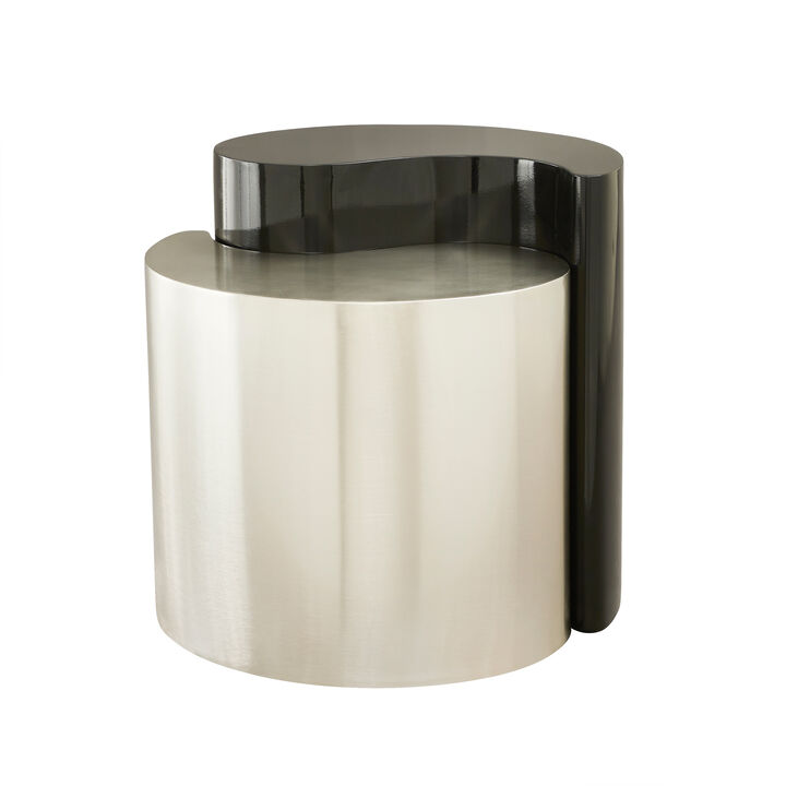 Durevique Black & Silver Yin-Yang End Table
