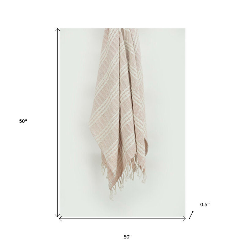 HomeRoots Blush Woven 100% Cotton Throw Blanket image number 4