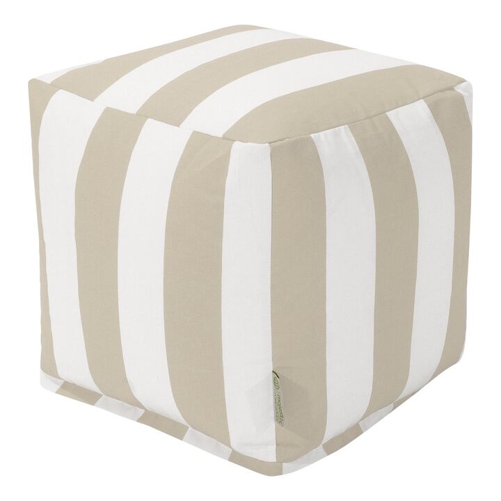 Majestic Home Goods Cube Pouf Vertical Stripe Sand