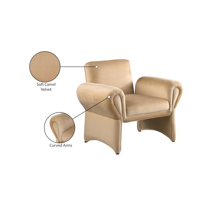 Meridian Furniture Fleurette Camel Velvet Accent Chair