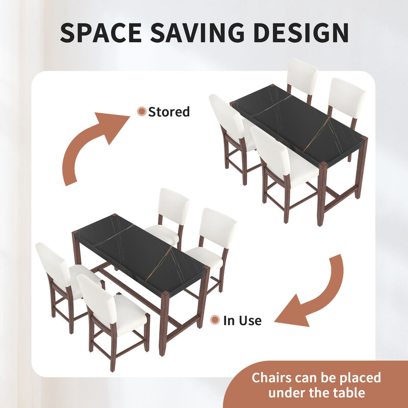 Merax Mid-Century Modern 5-Piece Bar Height Dining Set