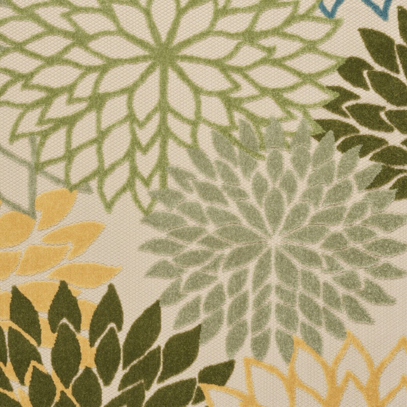 HomeRoots 4' X 6' Ivory Green Blue And Yellow Floral Indoor Outdoor Area Rug image number 5