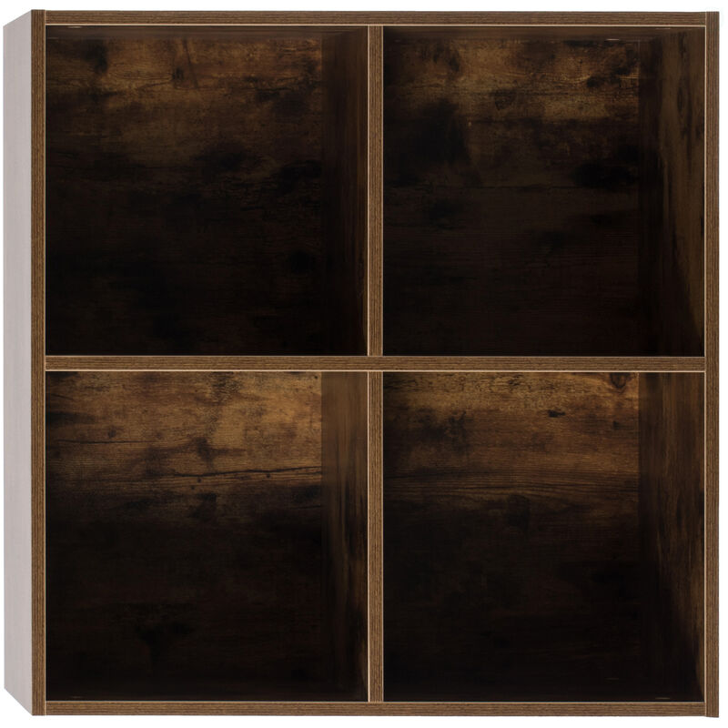 Modern Wooden Toy Storage Bookshelf 4 Cube Organizer Square Bookcase, Walnut