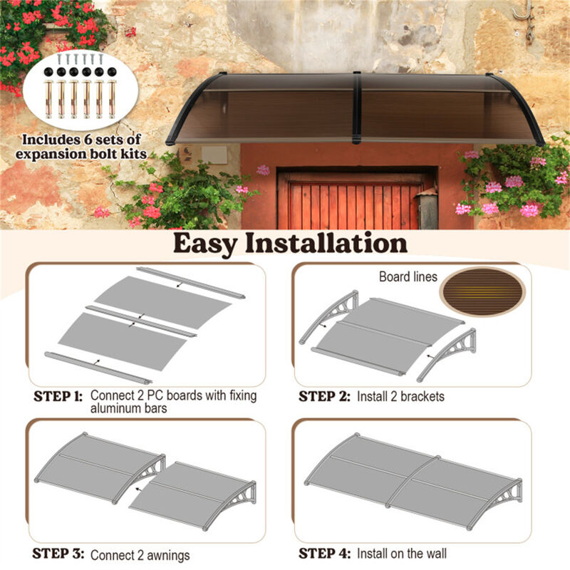 Sun & Rain Protection Overhang Awning  Outdoor Canopy for Doors, Windows & Patios image number 5