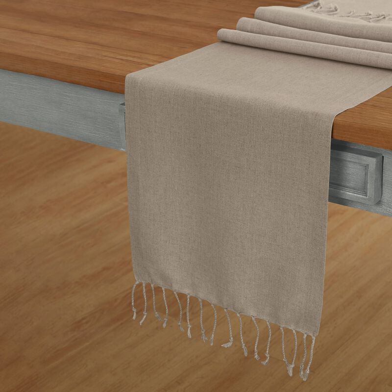 Solino Home 100% Pure Linen Table Runner - Twisted Fringe