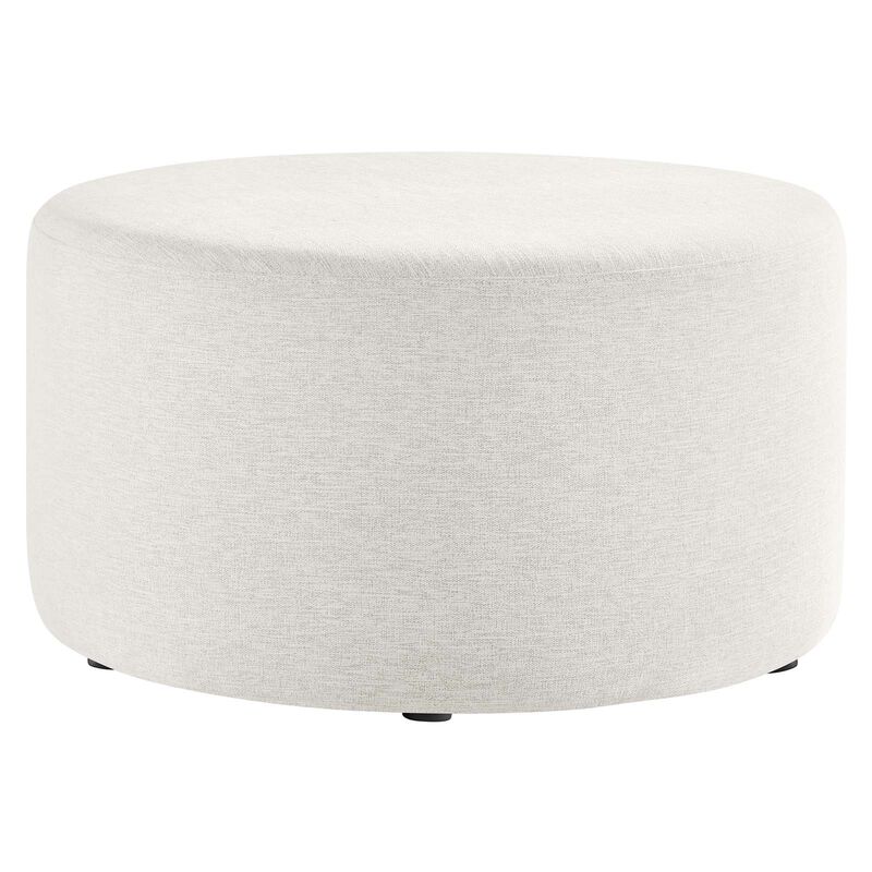 Callum Large 29" Round Woven Heathered Fabric Upholstered Ottoman image number 0