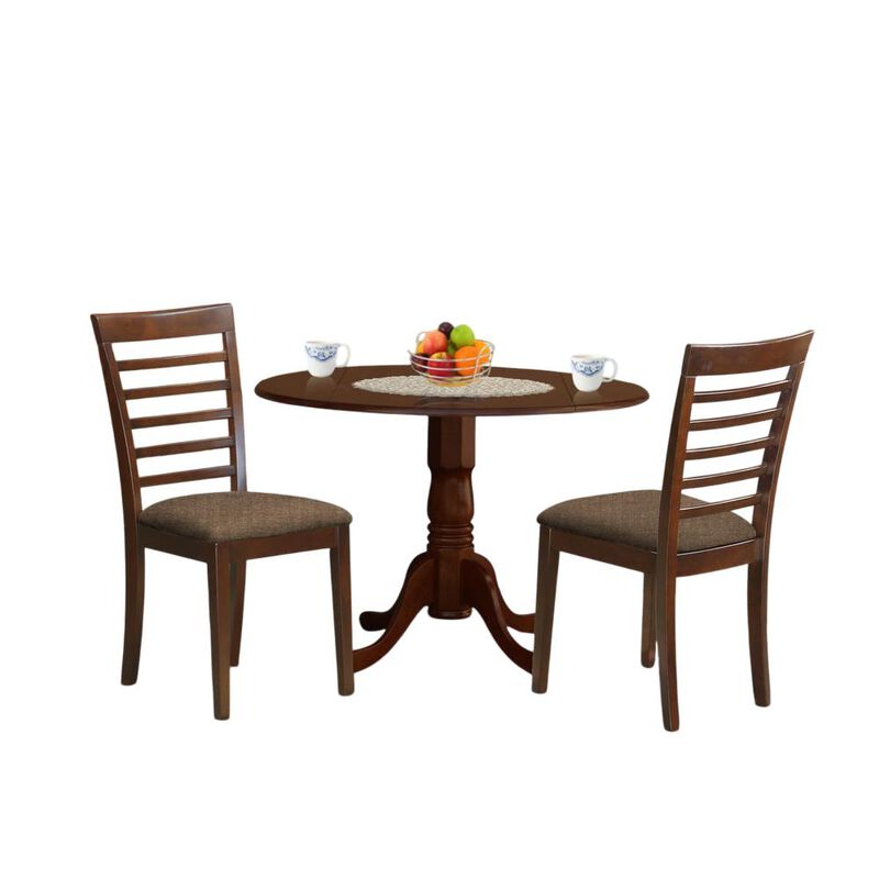 3 PC small Kitchen Table and Chairs set-round Kitchen Table and 2 Dining Chairs