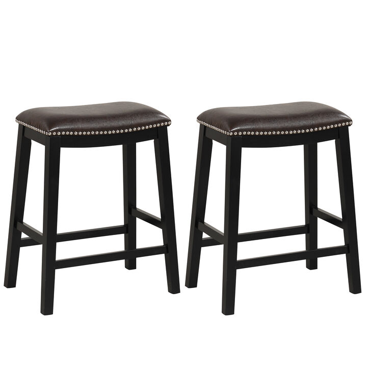 26 Inch Counter Height Bar Stool Set of 2 with Upholstered Seat