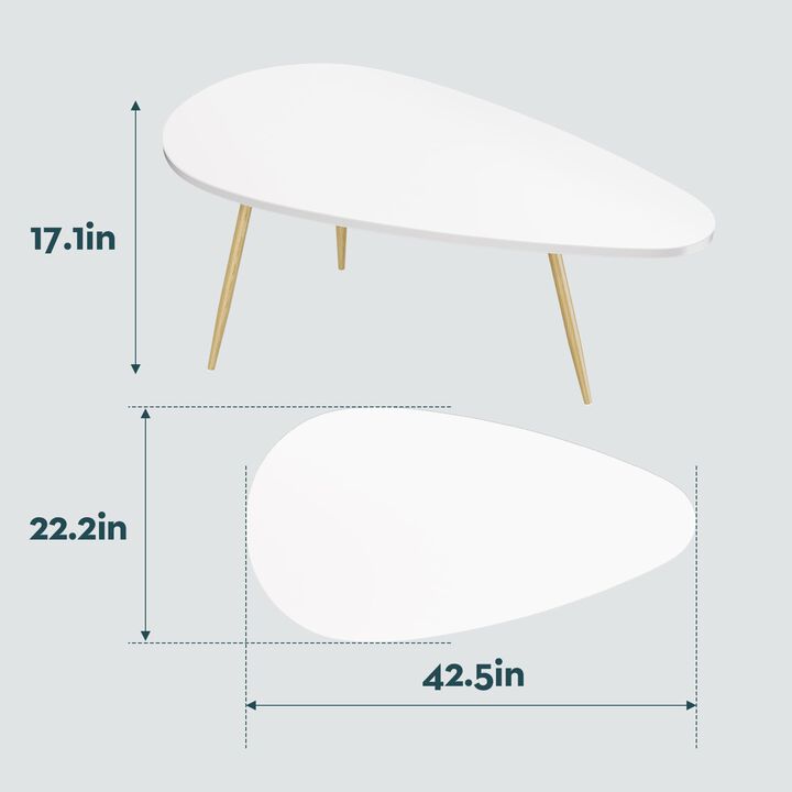 SAYGOER Modern Coffee Table White Oval Coffee Tables for Living Room Simple Center Table for Small Space Home Office Easy Assemb
