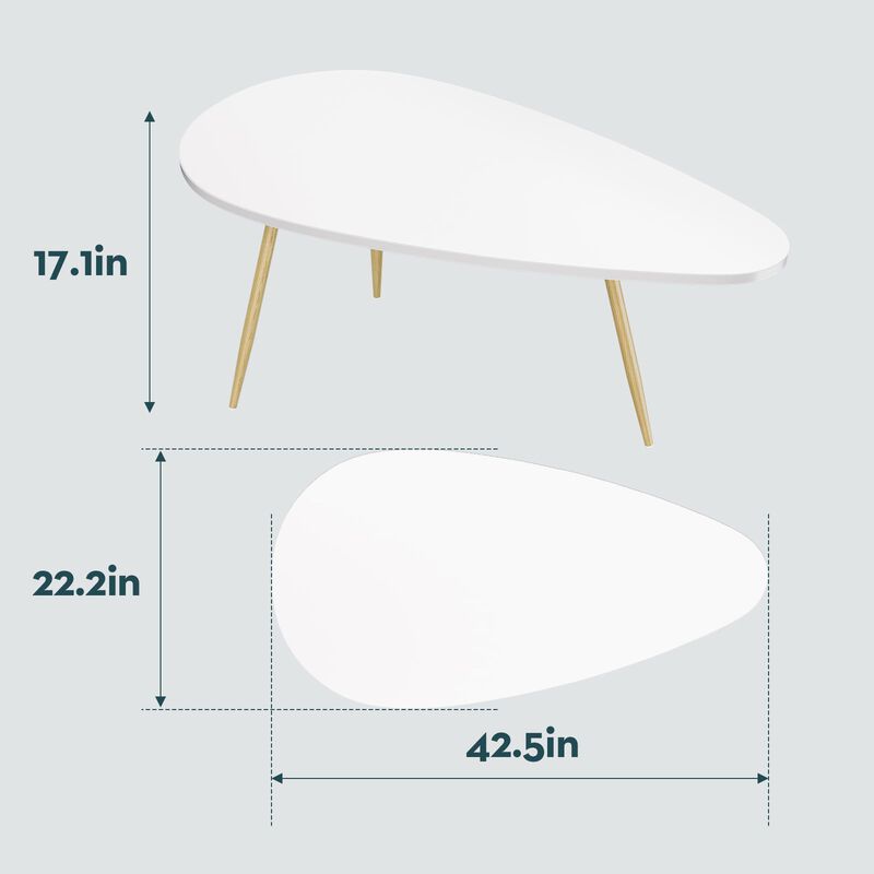 SAYGOER Modern Coffee Table White Oval Coffee Tables for Living Room Simple Center Table for Small Space Home Office Easy Assemb