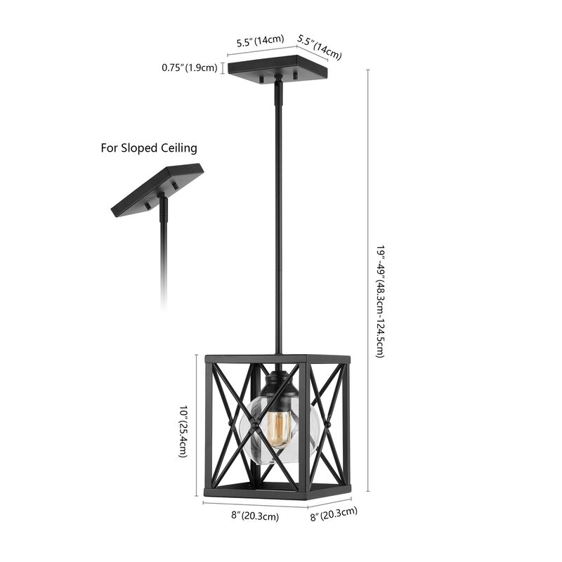 Amara 1-Light Industrial Farmhouse Iron/Glass LED Pendant