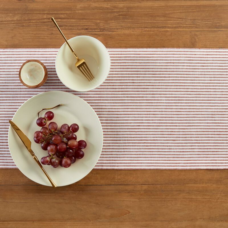 Solino Home Narrow Stripe 100% Linen Table Runner &ndash; Handcrafted, Machine Washable, Perfect for Holiday and Everyday Dining