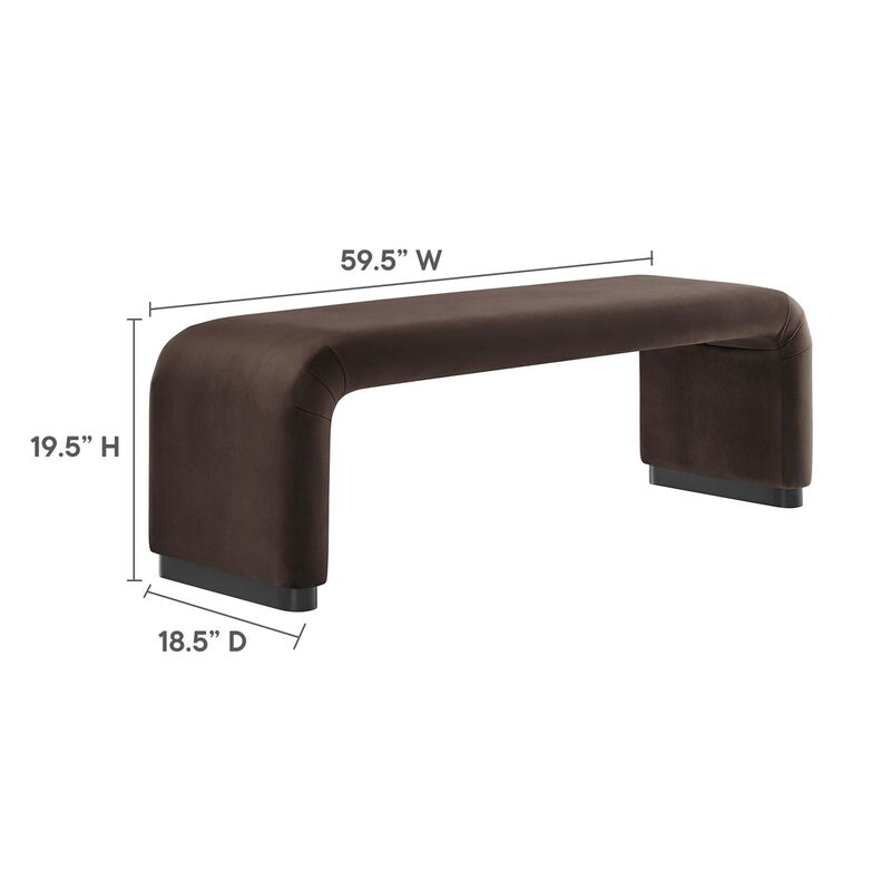 Modway EEI-6734-BRA-CAB Koda Performance Velvet Waterfall Long Bench, Brass Cadet Blue image number 2