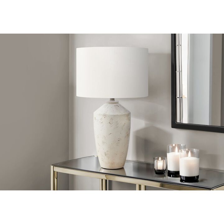 25"H, Table Lamp, Ivory Concrete, Ivory / Cream Shade, Contemporary, Modern