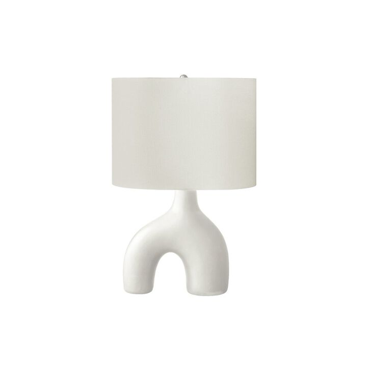 25"H, Table Lamp, White Ceramic, Ivory / Cream Shade, Contemporary, Modern